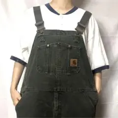 カーハート☆オーバーオール 90s レザータグ 希少カラー ゆるだぼ at8