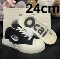 Ocai smile スニーカー厚底 男女兼用 黒 サイズ24cm