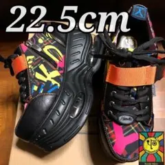 ラスト1◆ 22.5cm YOSUKE 厚底スニーカー ブラックマルチ