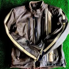【美品】TRIUMPH レザートラッカージャケット　シボ革　ブラック Leather Motorcycle Jackets