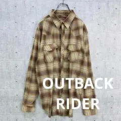 t0080 OUTBACK RIDER 長袖 シャツ 茶 チェック L US古着
