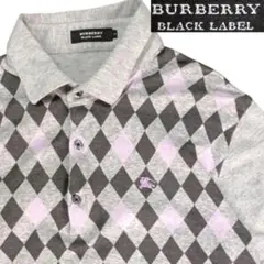 ✨BURBERRY BLACK LABEL アーガイル柄 ホースロゴ ポロシャツ