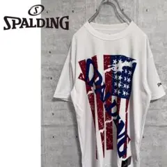 スポルディング タグ付き新品 プリントTシャツ アメリカ国旗　ビックロゴ白
