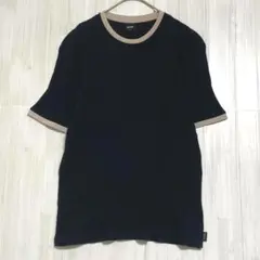 BOSS ボス　コットン100 半袖リブカットソー　黒　L