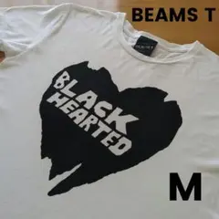 BEAMS T ビームス 半袖Tシャツ ホワイト/ブラック ロゴ刺繍 M
