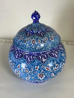 ペルシャ　イラン　伝統工芸品　ミーナカーリー 壺小物入れ 蓋付き