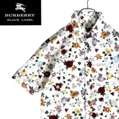 【美品】バーバリーブラックレーベル アロハシャツ 半袖シャツ 花柄 バラ 総柄