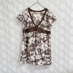 ecoloha♡チュニック バスト切り替え ハイビスカス プルメリア L