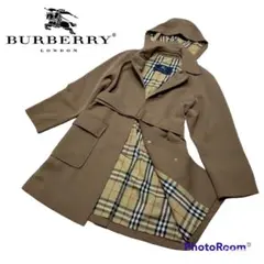 BURBERRY バーバリーロンドン フード ベルト 比翼 ロングコート