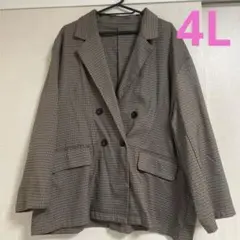 美品 4L チェック柄 ダブルブレストジャケット