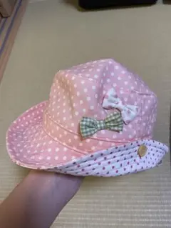 子供用ピンク水玉ハット 48cm