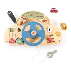 ❣️新品❣️ビジーボード ハンドル 知育玩具 車 木製 指先遊び モンテッソーリ