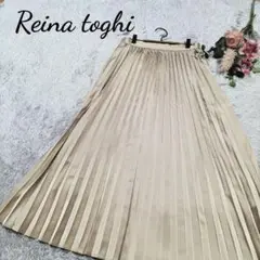 【Reina toghi】レディース プリーツ ロング スカート ゴールド L