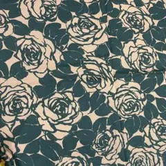 生地　薔薇　バラ柄　グリーン系
