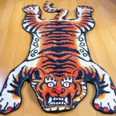 タイガーラグ カーペット マット オレンジ トラ 虎 玄関 フロアマット 新品