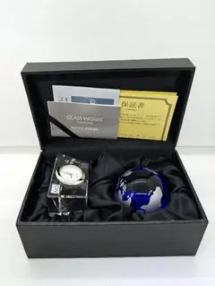 【未使用】NARUMI GLASS WORKS置き時計ブルーアースデスククロック