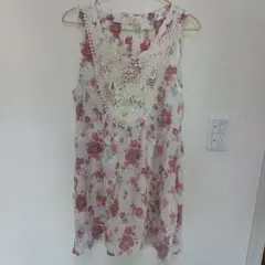 BACK NUMBER　花柄レース装飾ノースリーブチュニック