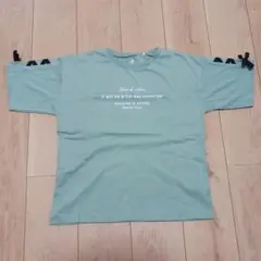 リボン付き緑色Tシャツ 160