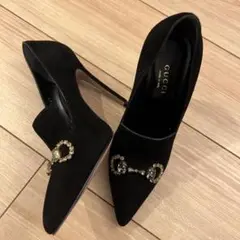 GUCCIグッチ黒スエードピンヒール34ハーフ22.5センチくらい