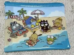 サンリオ　スシロー×はぴだんぶい ポーチ 海水浴(全員集合)