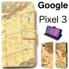 Google Pixel 3 世界地図デザイン 手帳型ケース