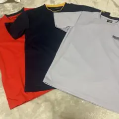 DISCUS メッシュティシャツ　メンズ　L　レッド　ネイビー　グレー　3枚