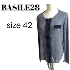 美品 BASILE28 バジーレ28 ネイビー 薄手 カーディガン サイズ42