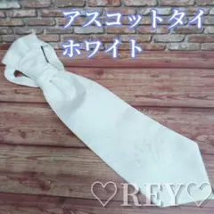 アスコットタイ ホワイト ペーズリー柄 結婚式 新郎 おしゃれ ネクタイ 105