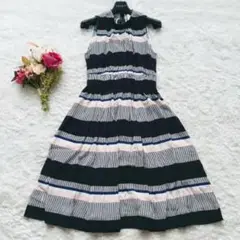 【美品♡】ケイトスペード ボーダーワンピース ノースリーブ リボン 0
