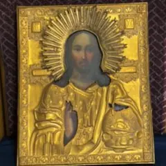 西洋アンティーク イコン肖像画額 19世紀〜20世紀