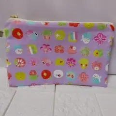 フラットポーチ インコと和菓子