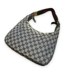 GUCCI グッチ ショルダーバッグ ネイビー GGキャンバス レザー GG柄