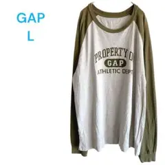 ギャップ Tシャツ ロンT 長T L カットソー グレー ラグランスリーブ