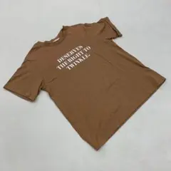 Mila Owen Tシャツ 半袖 プリント ロゴ ブラウン ベージュ コットン