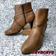 S604【cavacava】ショートブーツ ベルト サイドジップ ファスナー