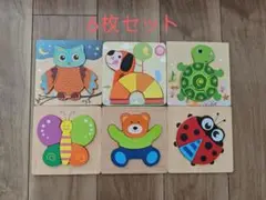 木製パズル 絵合わせ 型はめ 生き物 動物 6種類セット