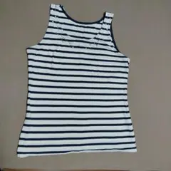 ストライプ ビジュー付き タンクトップ M