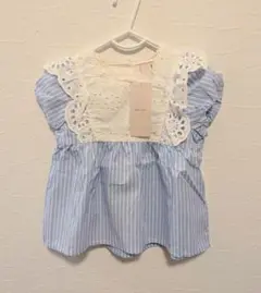 新品　プティマイン　ヨークレースフリルブラウス　100