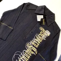 新品 未使用 Y2K フェアリー 英文字 ポロシャツ ダークグレー M