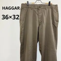 HAGGAR 【36 X 32】カーキブラウン スラックス イージーケア