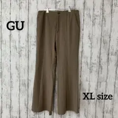 【GU】カットソーフレアスラックス【XL】ブラウン イージーケア機能付き