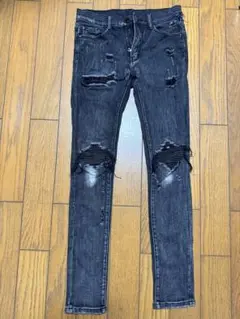 MNML ストレッチデニム ダメージ加工パンツ
