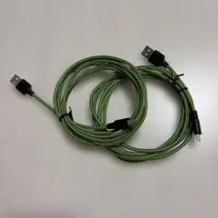 編み込みデザイン USBケーブル 緑色