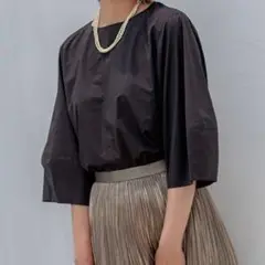 美品 23区 24SS ナイロンコットンポプリン コンパクト ブラウス M