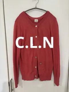 C.L.N 赤 ボタン付きカーディガン　ナチュラルベーシック　サイズＭ