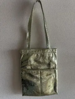 メタリックグリーン トートバッグ