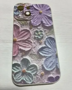 iPhone15 スマホケース 花柄 ラバー素材