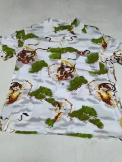 【美品】風神雷神　白アロハシャツ　Mサイズ