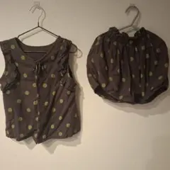水玉模様タンクトップ ショートパンツセットアップ 130cm