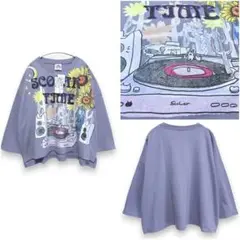 【ScoLar】レコードを聴く夜のワイドシルエット Tシャツ タグ付未使用